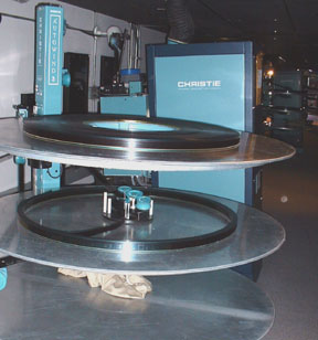 the huge film projector and its platters