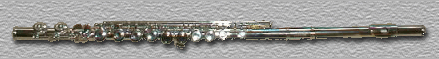 A shiney silver flute