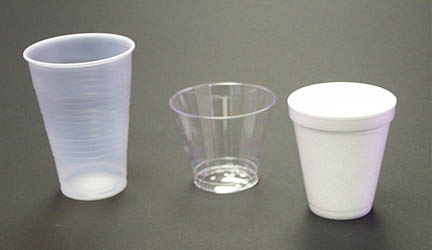 3 different polystyrene cups