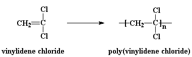 reaction: vinylidene chloride reacts to form PVDC